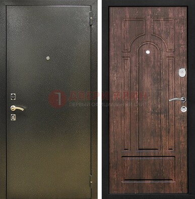 Темно-серая металлическая дверь с порошковым покрытием и МДФ коричневая ДП-292 в Орехово-Зуево