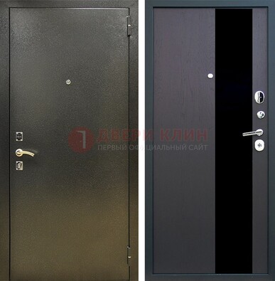 Входная темная дверь с порошковым покрытием и МДФ со стеклом ДП-294 в Орехово-Зуево