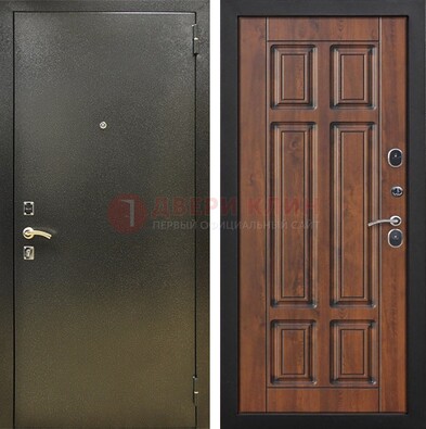 Металлическая входная темная дверь с порошковым напылением и МДФ ДП-299 в Орехово-Зуево
