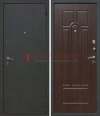 Черная металлическая дверь с порошковым окрасом ДП-47 в Орехово-Зуево