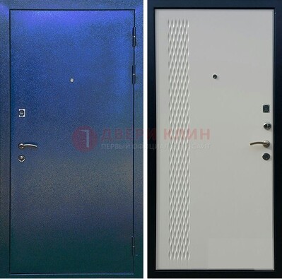 Синяя железная дверь с порошковым напылением ДП-49 в Орехово-Зуево