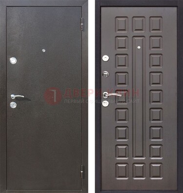 Коричневая железная дверь с порошковым окрасом ДП-63 в Орехово-Зуево