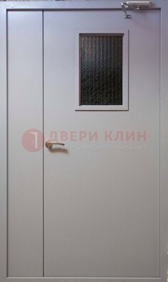 Белая железная подъездная дверь ДПД-4 в Орехово-Зуево