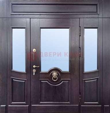 Филенчатая металлическая дверь с панелью МДФ и стеклом ДПР-102 в Орехово-Зуево