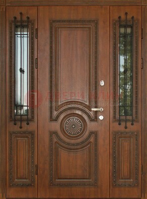 Парадная распашная стальная дверь Винорит со стеклом ДПР-106 в Орехово-Зуево