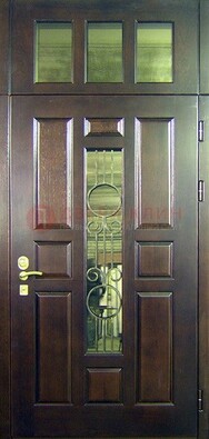 Парадная дверь со стеклянными вставками и ковкой ДПР-1 в офисное здание в Орехово-Зуево