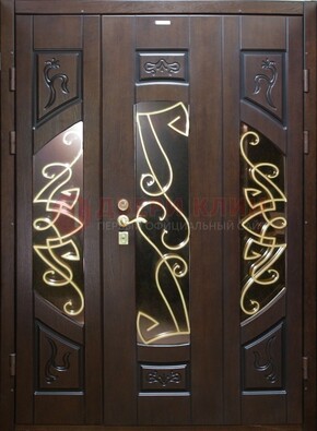 Парадная дверь со стеклом и ковкой ДПР-1 в каркасный дом в Орехово-Зуево
