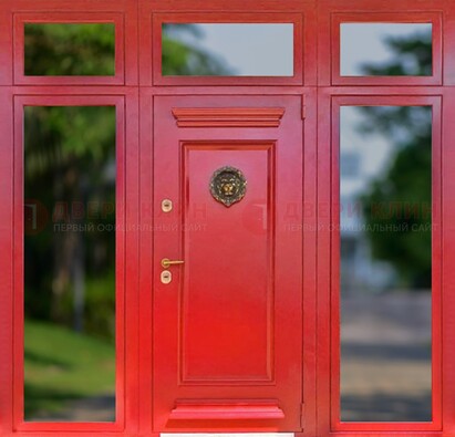 Красная парадная дверь для частного дома ДПР-88 в Орехово-Зуево