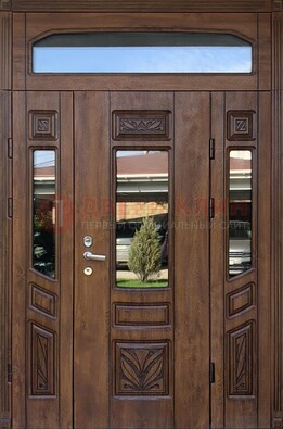 Парадная стальная дверь Винорит со стеклом и резьбой ДПР-97 в Орехово-Зуево