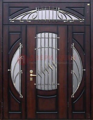 Парадная дверь со стеклянными вставками и ковкой ДПР-9 для улицы в Орехово-Зуево