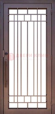 Стальная решетчатая дверь в коричневом цвете ДР-12 в Люберцах
