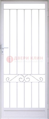 Белая стальная решетчатая дверь с волютами ДР-30 в Орехово-Зуево