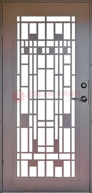 Коричневая стальная решетчатая дверь с узором ДР-4 в Краснознаменске