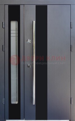 Серая стальная дверь со стеклом ДС-11 в Орехово-Зуево