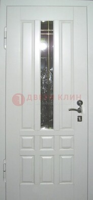 Белая металлическая дверь со стеклом ДС-1 в загородный дом в Орехово-Зуево