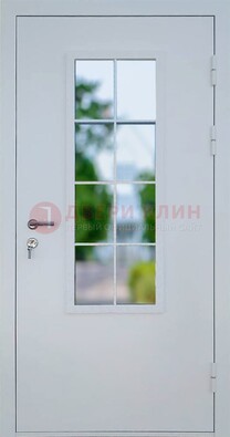 Белая железная дверь порошок со стеклом ДС-31 в Орехово-Зуево
