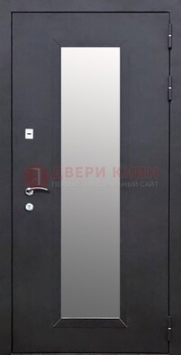 Черная стальная дверь порошок со стеклом ДС-33 в Орехово-Зуево
