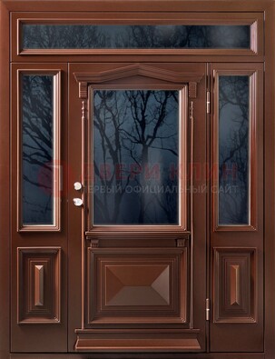 Коричневая металлическая дверь со стеклом ДС-67 в Орехово-Зуево
