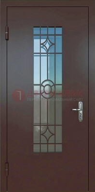 Входная металлическая дверь со стеклом для дома ДС-6 в Орехово-Зуево