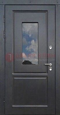 Чёрная металлическая дверь со стеклом ДС-77 в Орехово-Зуево