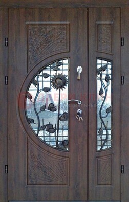 Входная дверь стекло с ковкой и резьбой ДСК-202 в Орехово-Зуево