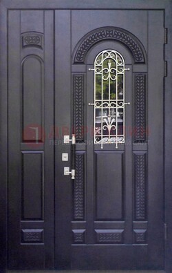 Входная дверь Винорит со стеклом и ковкой с узором ДСК-270 в Орехово-Зуево
