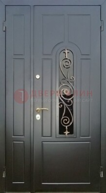 Металлическая дверь Винорит со стеклом в темном цвете ДСК-276 в Орехово-Зуево