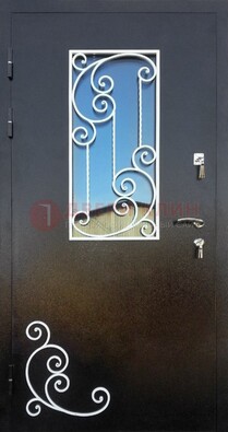 Входная дверь Порошок со стеклом и ковкой ДСК-278 в Орехово-Зуево