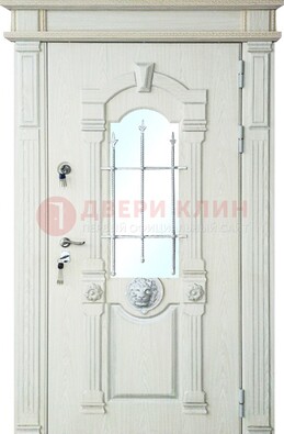 Герметичная входная дверь со стеклом и ковкой с украшением ДСК-64 в Орехово-Зуево