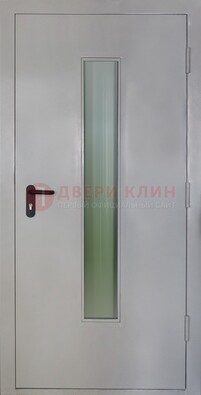 Белая металлическая техническая дверь со стеклянной вставкой ДТ-2 в Орехово-Зуево