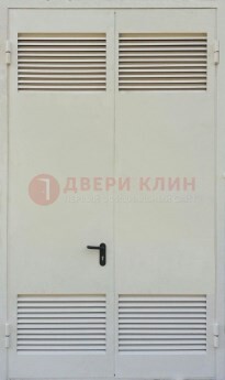 Белая металлическая техническая дверь с вентиляционной решеткой ДТ-6 в Орехово-Зуево