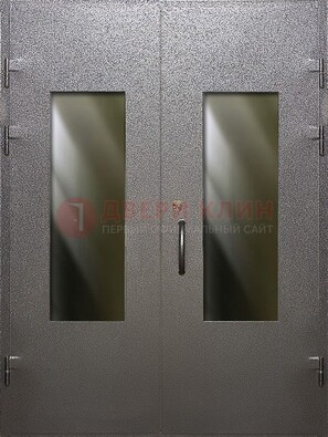 Серая тамбурная дверь со стеклянными вставками ДТМ-8 в Орехово-Зуево
