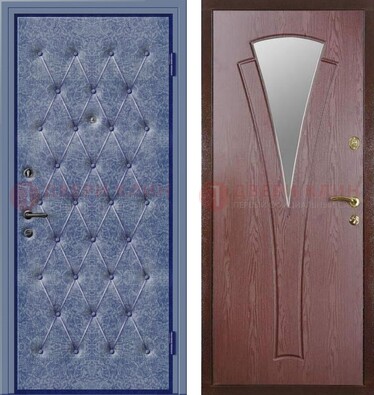 Синяя железная дверь с винилискожей ДВ-39 в Волгограде