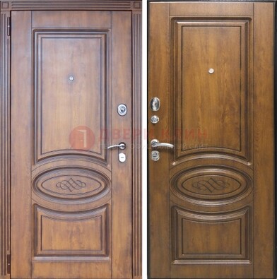 Коричневая металлическая дверь с виноритом ДВТ-10 в Орехово-Зуево
