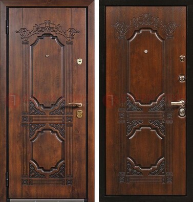 Коричневая железная дверь с виноритом и узором ДВТ-211 в Орехово-Зуево