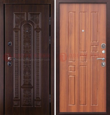Темная металлическая дверь с виноритом и узором ДВТ-224 в Орехово-Зуево