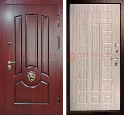 Темно-красная входная дверь с виноритом ДВТ-234 в Орехово-Зуево