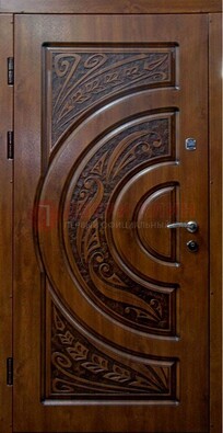 Коричневая металлическая дверь с виноритом ДВТ-42 в Орехово-Зуево