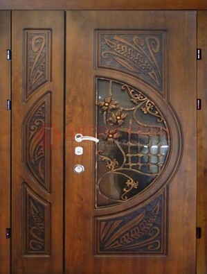 Металлическая дверь с виноритом и резной панелью внутри ДВТ-70 в Орехово-Зуево