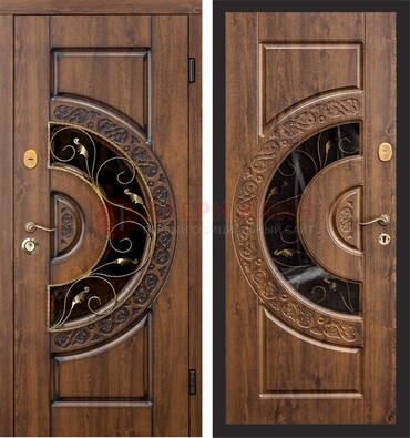 Металлическая дверь с виноритом и панелью Золотой Дуб ДВТ-71 в Орехово-Зуево