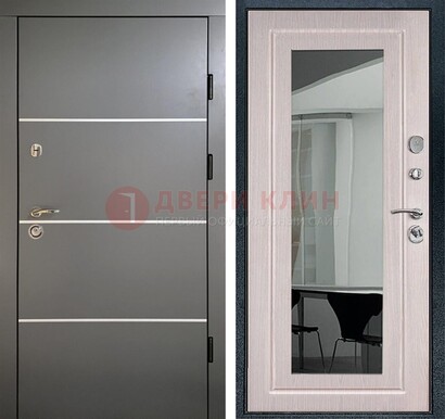 Черная металлическая дверь с зеркалом ДЗ-12 в Волгограде