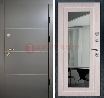 Черная металлическая дверь с зеркалом ДЗ-12 в Орехово-Зуево