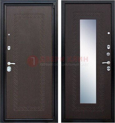 Темная стальная дверь с зеркалом ДЗ-20 в Орехово-Зуево