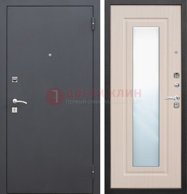 Черная входная дверь с зеркалом МДФ внутри ДЗ-31 в Орехово-Зуево