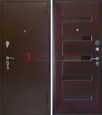 Темная железная дверь с зеркалом ДЗ-42 в Орехово-Зуево