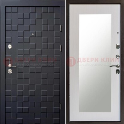 Черная стальная дверь МДФ и зеркалом ДЗ-50 в Орехово-Зуево