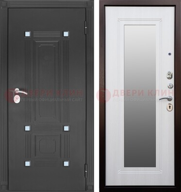 Стальная черная дверь МДФ с зеркалом ДЗ-76 в Сергиевом Посаде