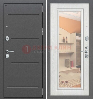Серая металлическая дверь с зеркалом ДЗ-7 в Орехово-Зуево