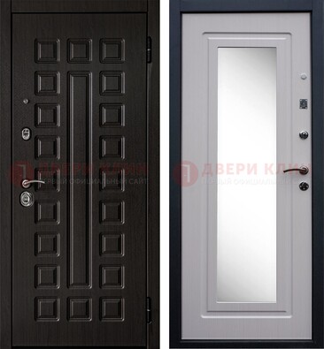 Металлическая дверь с белыми МДФ и зеркалом ДЗ-83 в Орехово-Зуево