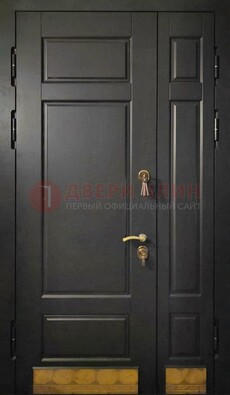 Черная полуторная железная дверь для частного дома ПЛ-2 в Орехово-Зуево